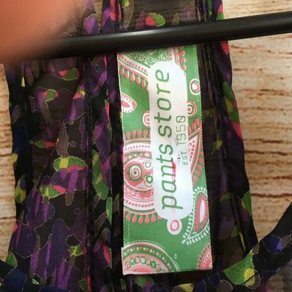 PANTS STORE SILK TANK TOP IN NAVY BLUE PRINT - Picture 6 of 7